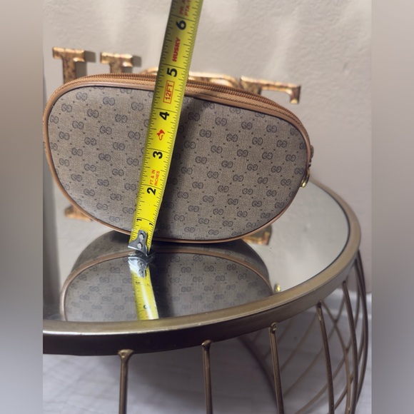 Tan and Brown Cosmetic Bag with Monogram Pattern - Picture 5 of 11